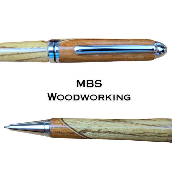 Handcrafted Cherry & Oak Wood Click Pen Retro Curve Mod 60s Vibe USA Made - Picture 5 of 7